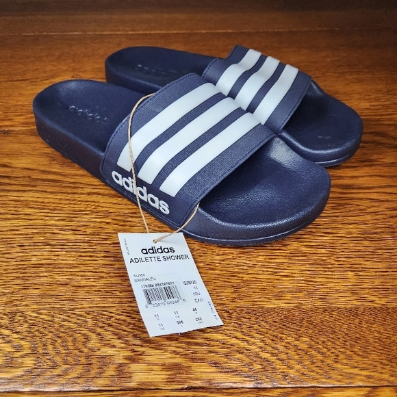 adidas Other - adidas Adilette Shower Slide Sandals - Navy with White Stripes